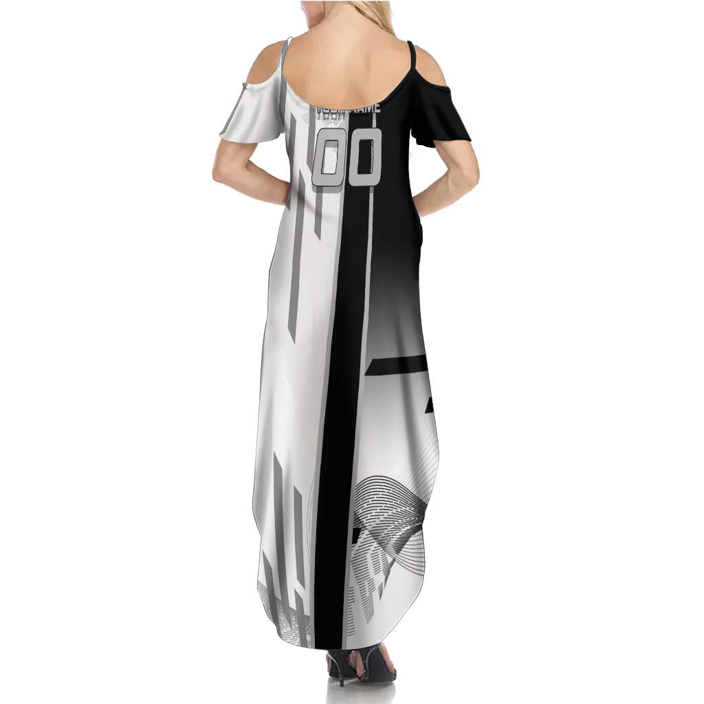 Personalized Obanai Iguro Demon Slayer Badminton Summer Maxi Dress with Racket Action Pose and Black White Graphic Design - The Mazicc