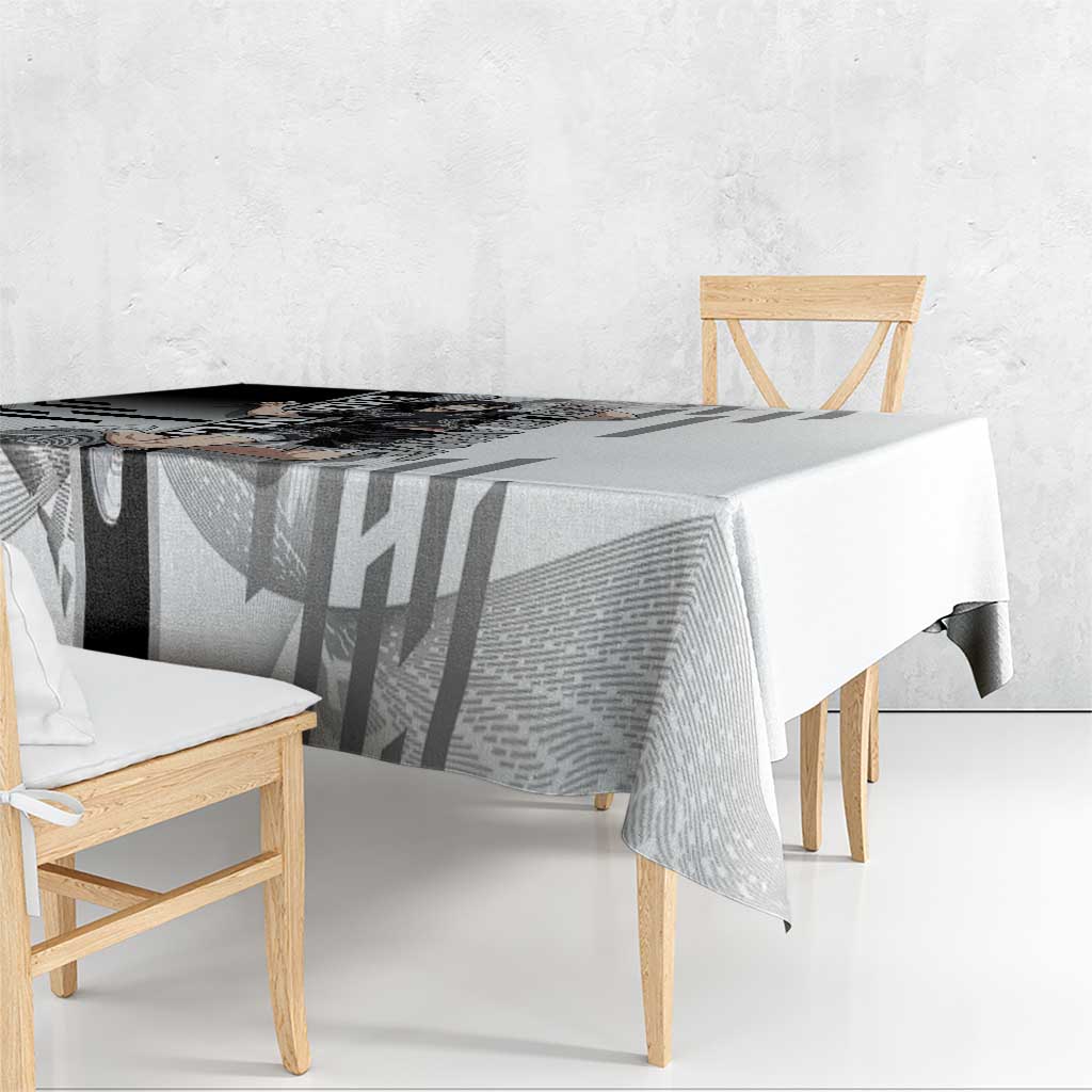 Personalized Obanai Iguro Demon Slayer Badminton Tablecloth with Racket Action Pose and Black White Graphic Design - The Mazicc