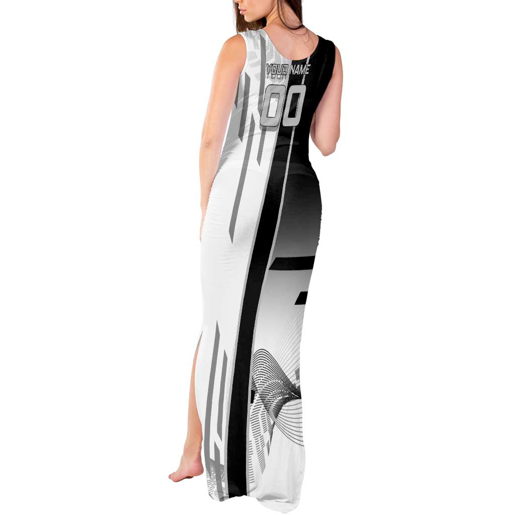 Personalized Obanai Iguro Demon Slayer Badminton Tank Maxi Dress with Racket Action Pose and Black White Graphic Design - The Mazicc