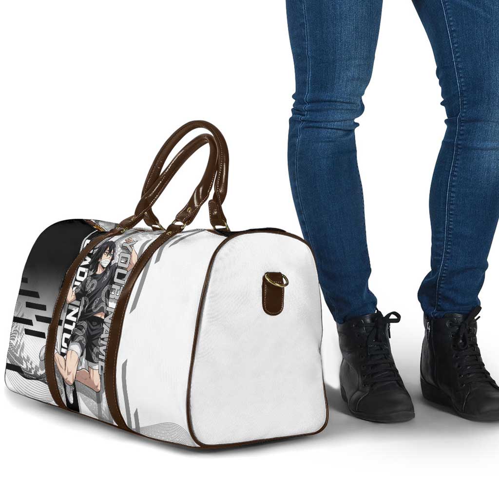 Personalized Obanai Iguro Demon Slayer Badminton Travel Bag with Racket Action Pose and Black White Graphic Design - The Mazicc