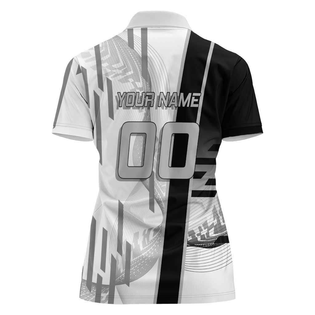 Personalized Obanai Iguro Demon Slayer Badminton Women Polo Shirt with Racket Action Pose and Black White Graphic Design - The Mazicc