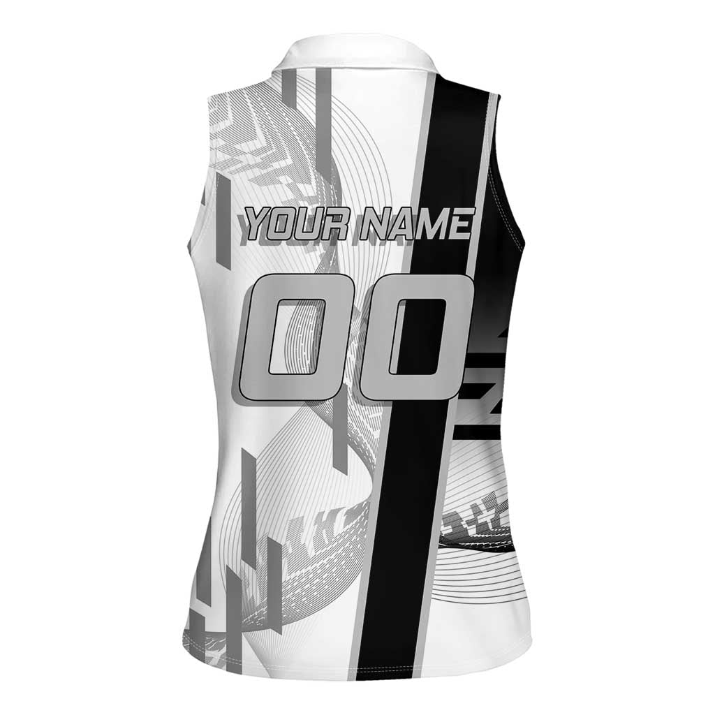 Personalized Obanai Iguro Demon Slayer Badminton Women Sleeveless Polo Shirt with Racket Action Pose and Black White Graphic Design - The Mazicc