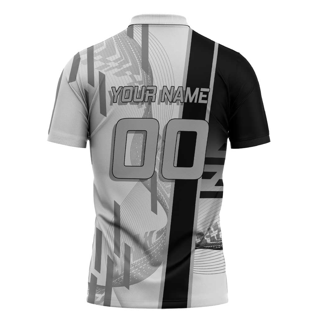 Personalized Obanai Iguro Demon Slayer Badminton Zipper Polo Shirt with Racket Action Pose and Black White Graphic Design - The Mazicc