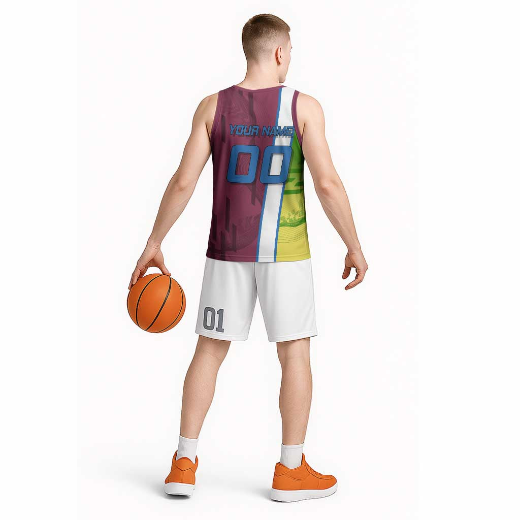 Personalized Giyuu Tomioka Demon Slayer Badminton Theme Basketball Jersey with Racket Action Pose and Tricolor Graphic Design - The Mazicc