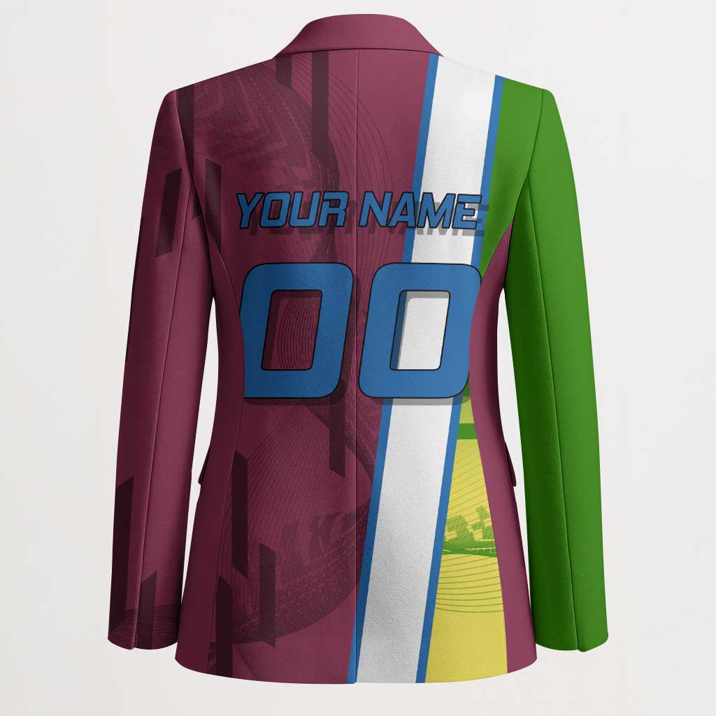 Personalized Giyuu Tomioka Demon Slayer Badminton Theme Blazer with Racket Action Pose and Tricolor Graphic Design - The Mazicc