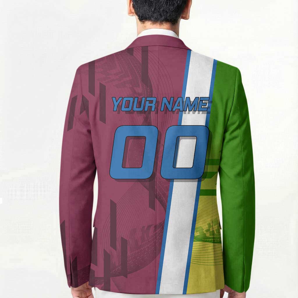 Personalized Giyuu Tomioka Demon Slayer Badminton Theme Blazer with Racket Action Pose and Tricolor Graphic Design - The Mazicc