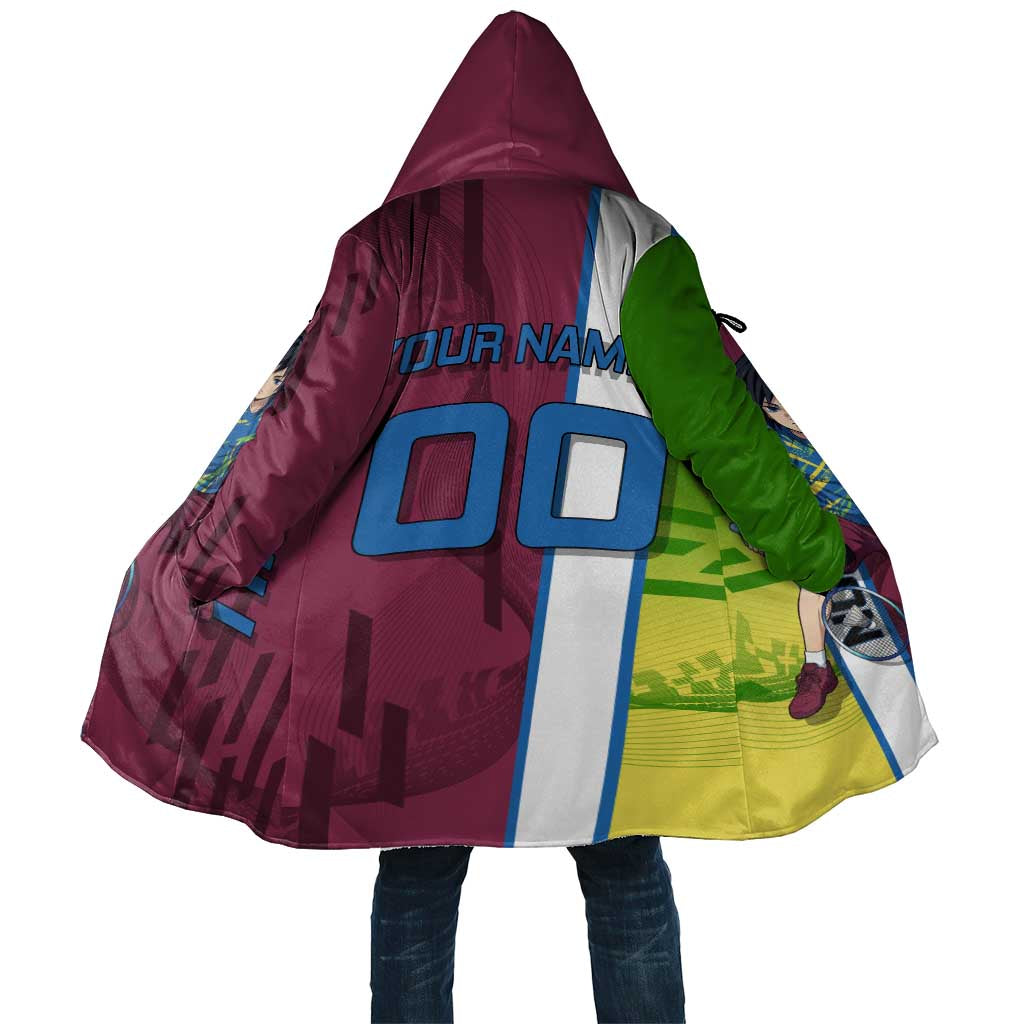 Personalized Giyuu Tomioka Demon Slayer Badminton Theme Cloak with Racket Action Pose and Tricolor Graphic Design - The Mazicc
