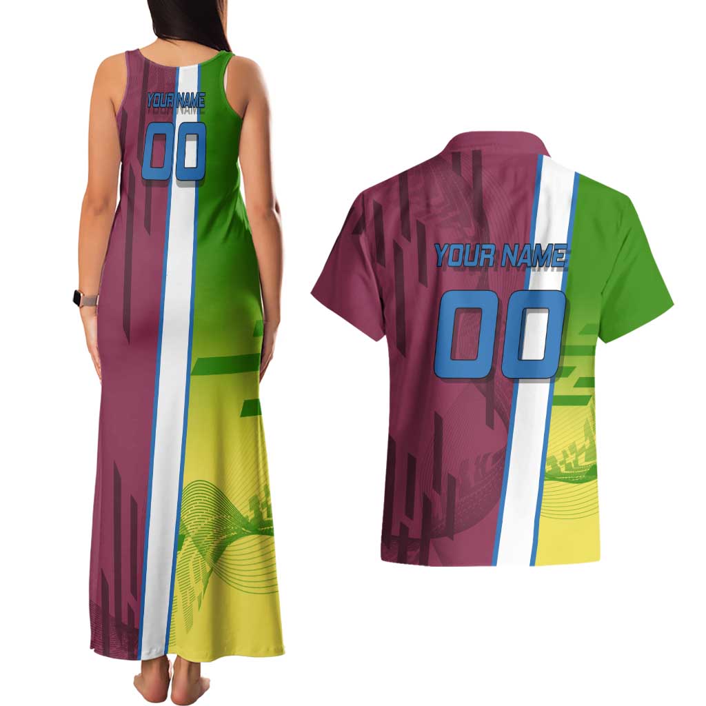 Personalized Giyuu Tomioka Demon Slayer Badminton Theme Couples Matching Tank Maxi Dress and Hawaiian Shirt with Racket Action Pose and Tricolor Graphic Design - The Mazicc