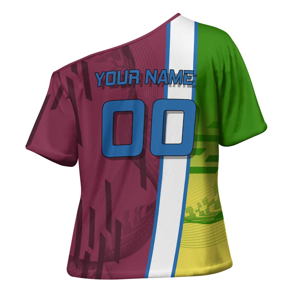 Personalized Giyuu Tomioka Demon Slayer Badminton Theme Cross Shoulder Shirt with Racket Action Pose and Tricolor Graphic Design - The Mazicc