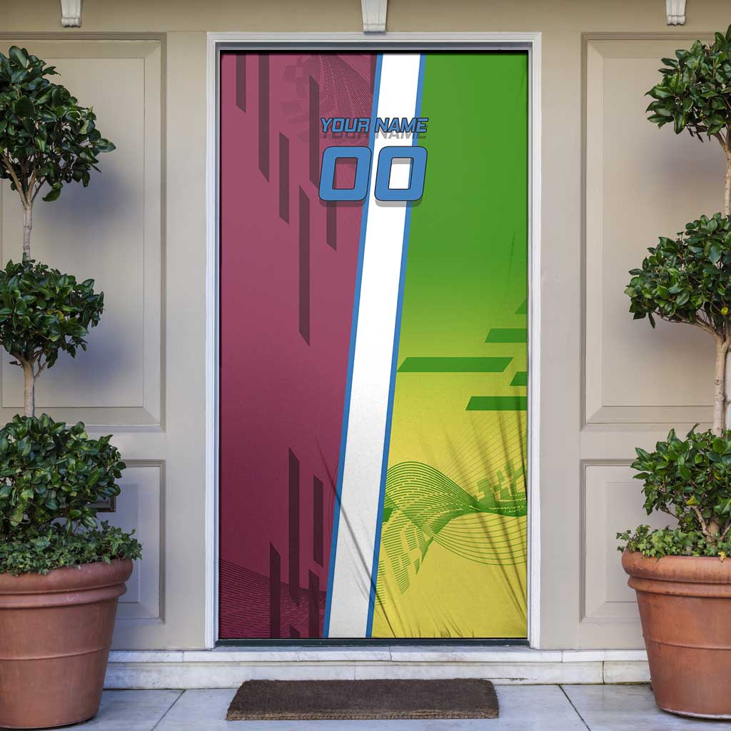 Personalized Giyuu Tomioka Demon Slayer Badminton Theme Door Cover with Racket Action Pose and Tricolor Graphic Design - The Mazicc