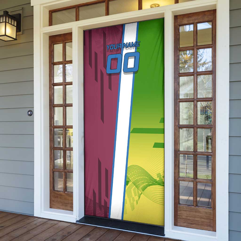 Personalized Giyuu Tomioka Demon Slayer Badminton Theme Door Cover with Racket Action Pose and Tricolor Graphic Design - The Mazicc
