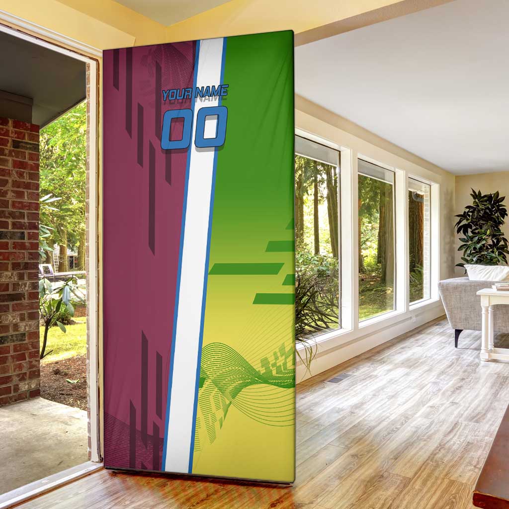 Personalized Giyuu Tomioka Demon Slayer Badminton Theme Door Cover with Racket Action Pose and Tricolor Graphic Design - The Mazicc