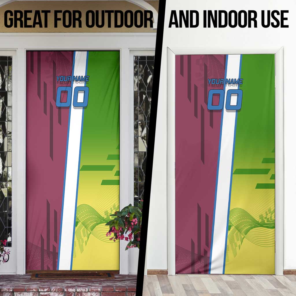 Personalized Giyuu Tomioka Demon Slayer Badminton Theme Door Cover with Racket Action Pose and Tricolor Graphic Design - The Mazicc