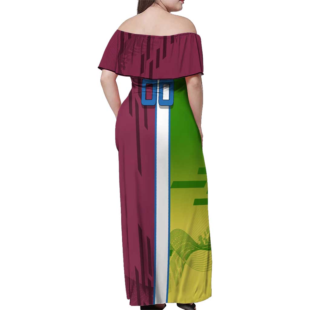 Personalized Giyuu Tomioka Demon Slayer Badminton Theme Family Matching Off Shoulder Maxi Dress and Hawaiian Shirt with Racket Action Pose and Tricolor Graphic Design