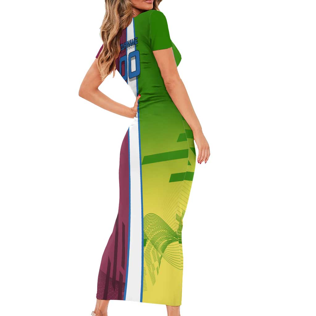 Personalized Giyuu Tomioka Demon Slayer Badminton Theme Family Matching Short Sleeve Bodycon Dress and Hawaiian Shirt with Racket Action Pose and Tricolor Graphic Design