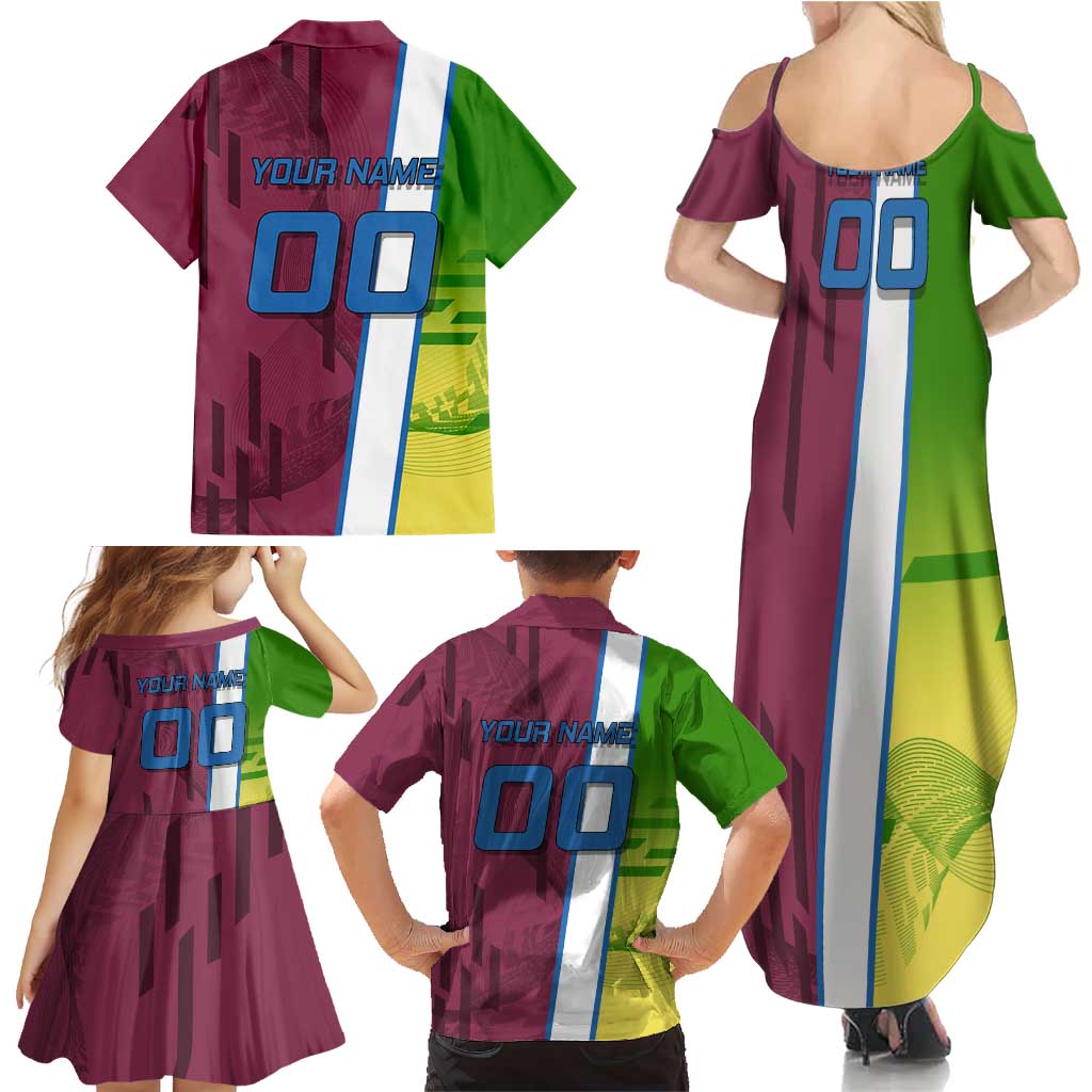Personalized Giyuu Tomioka Demon Slayer Badminton Theme Family Matching Summer Maxi Dress and Hawaiian Shirt with Racket Action Pose and Tricolor Graphic Design