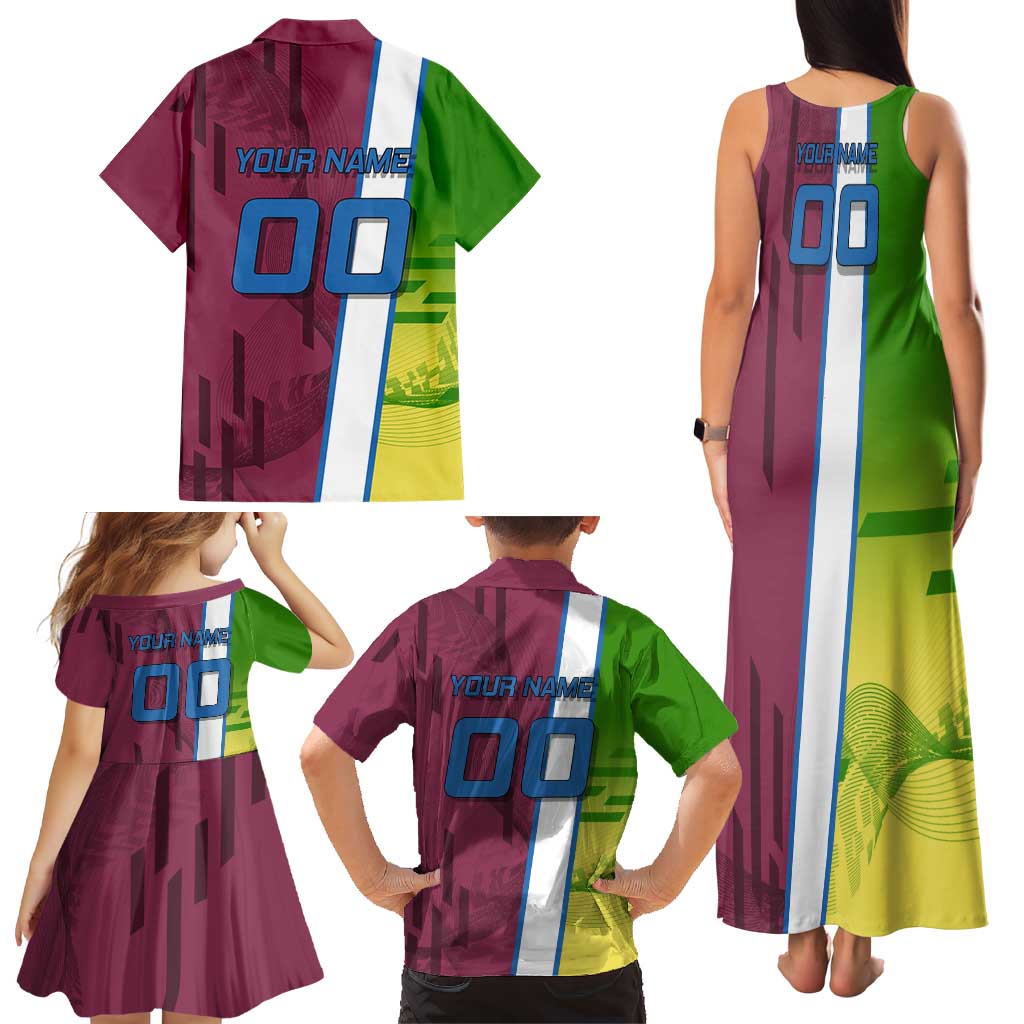 Personalized Giyuu Tomioka Demon Slayer Badminton Theme Family Matching Tank Maxi Dress and Hawaiian Shirt with Racket Action Pose and Tricolor Graphic Design