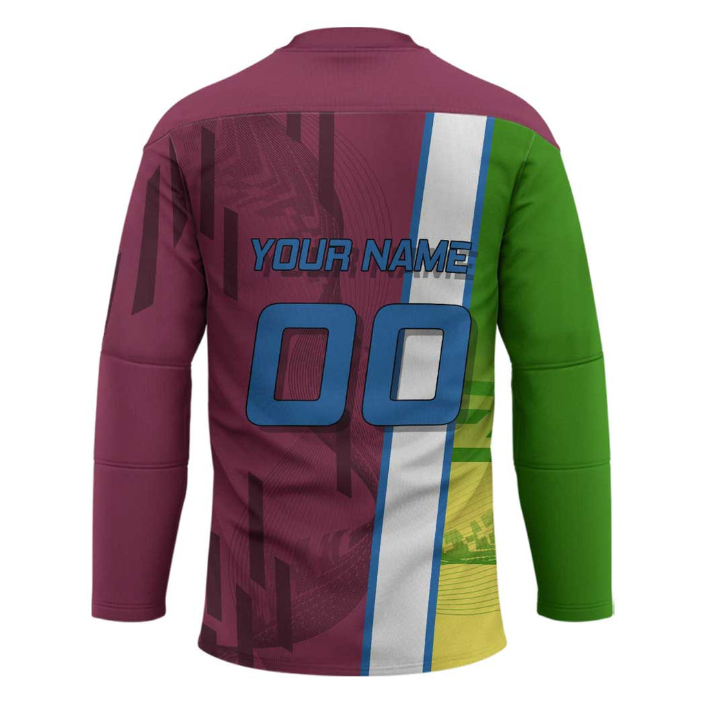 Personalized Giyuu Tomioka Demon Slayer Badminton Theme Hockey Jersey with Racket Action Pose and Tricolor Graphic Design - The Mazicc