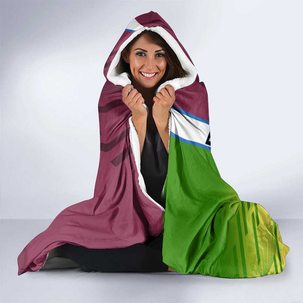 Personalized Giyuu Tomioka Demon Slayer Badminton Theme Hooded Blanket with Racket Action Pose and Tricolor Graphic Design - The Mazicc