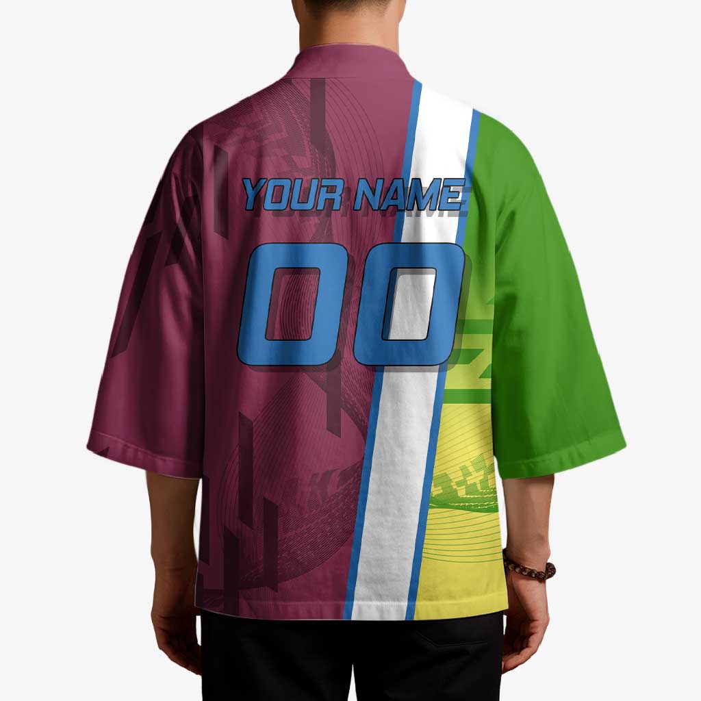 Personalized Giyuu Tomioka Demon Slayer Badminton Theme Kimono with Racket Action Pose and Tricolor Graphic Design - The Mazicc