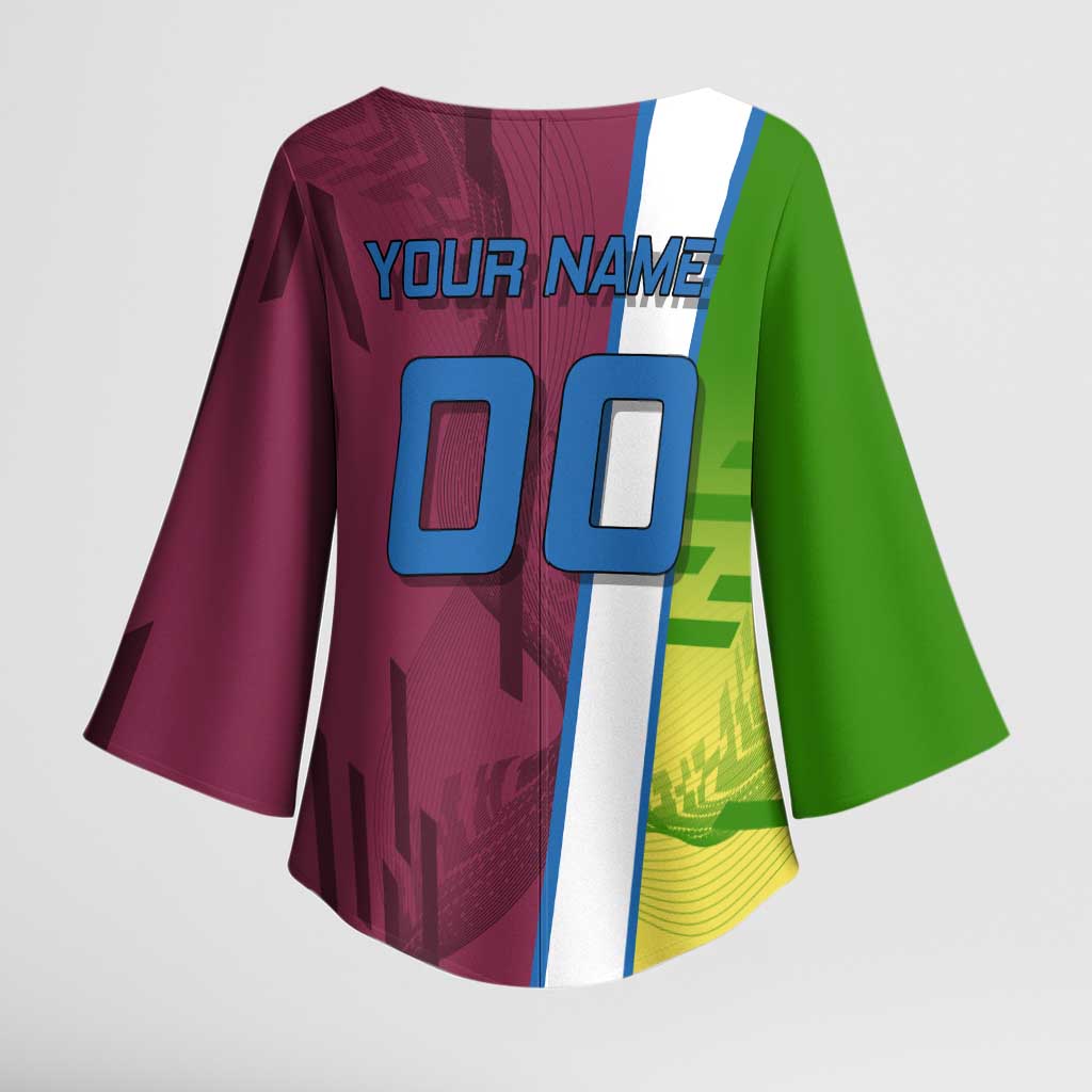 Personalized Giyuu Tomioka Demon Slayer Badminton Theme Kimono Sleeve Blouse with Racket Action Pose and Tricolor Graphic Design - The Mazicc