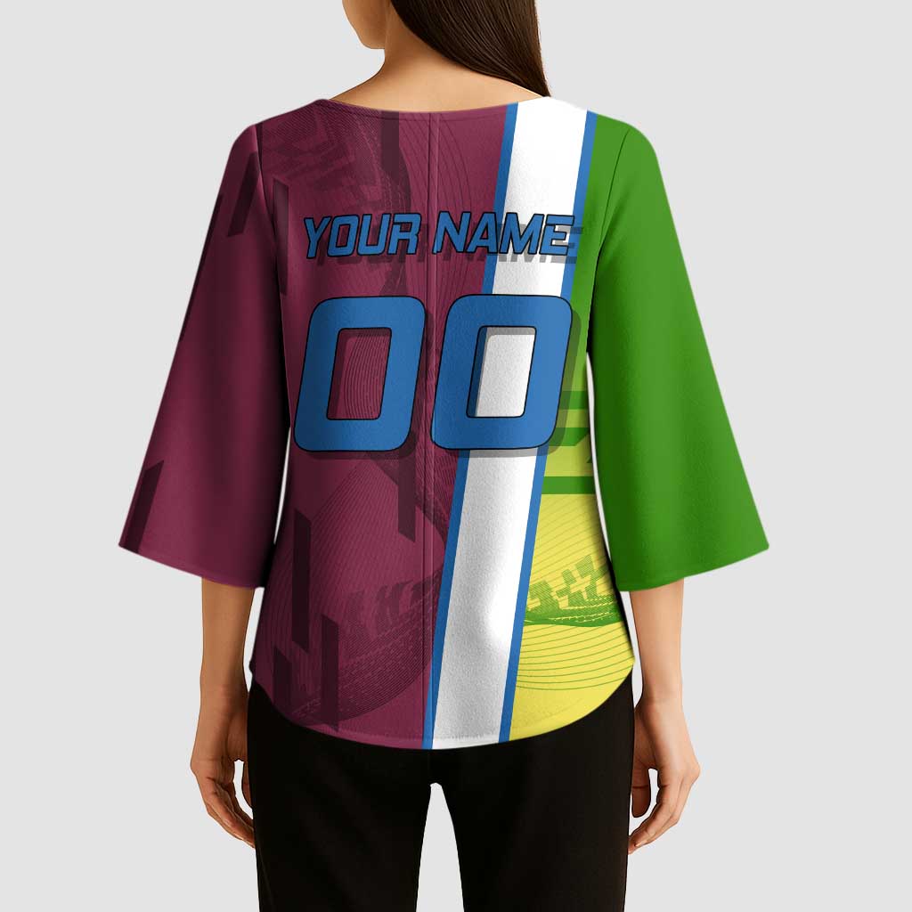 Personalized Giyuu Tomioka Demon Slayer Badminton Theme Kimono Sleeve Blouse with Racket Action Pose and Tricolor Graphic Design - The Mazicc