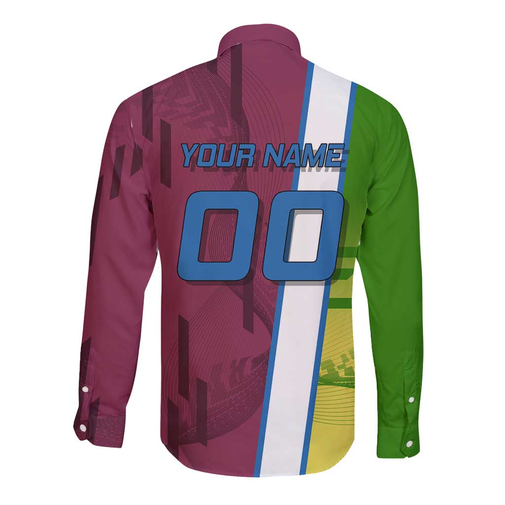 Personalized Giyuu Tomioka Demon Slayer Badminton Theme Long Sleeve Button Shirt with Racket Action Pose and Tricolor Graphic Design - The Mazicc