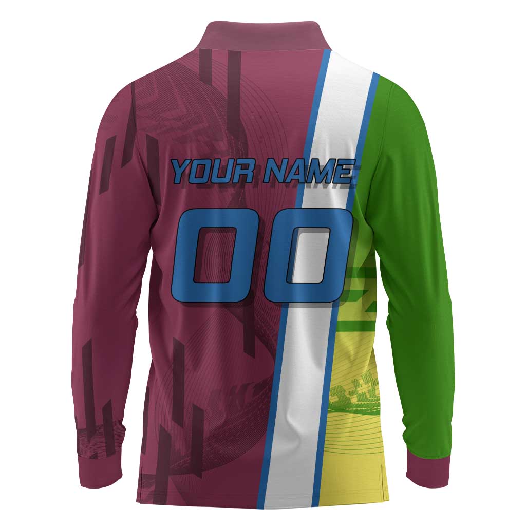 Personalized Giyuu Tomioka Demon Slayer Badminton Theme Long Sleeve Polo Shirt with Racket Action Pose and Tricolor Graphic Design - The Mazicc