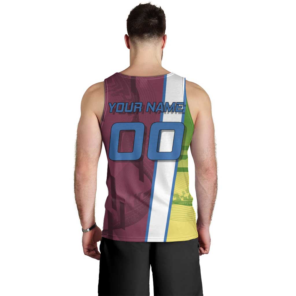 Personalized Giyuu Tomioka Demon Slayer Badminton Theme Men Tank Top with Racket Action Pose and Tricolor Graphic Design - The Mazicc