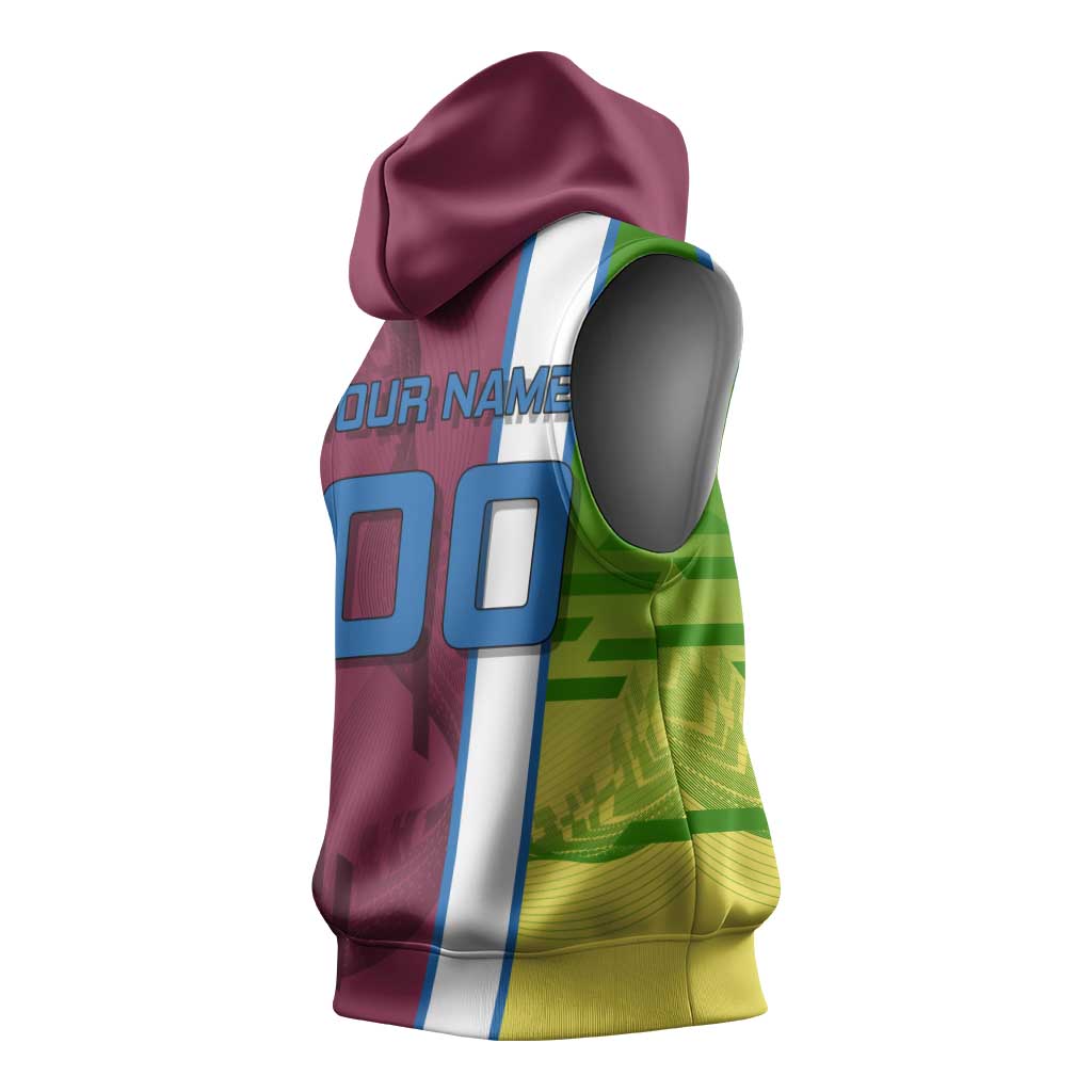 Personalized Giyuu Tomioka Demon Slayer Badminton Theme Sleeveless Hoodie with Racket Action Pose and Tricolor Graphic Design - The Mazicc