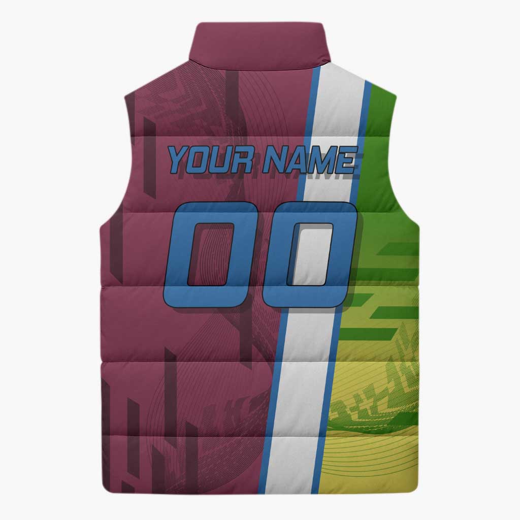 Personalized Giyuu Tomioka Demon Slayer Badminton Theme Sleeveless Puffer Jacket with Racket Action Pose and Tricolor Graphic Design - The Mazicc