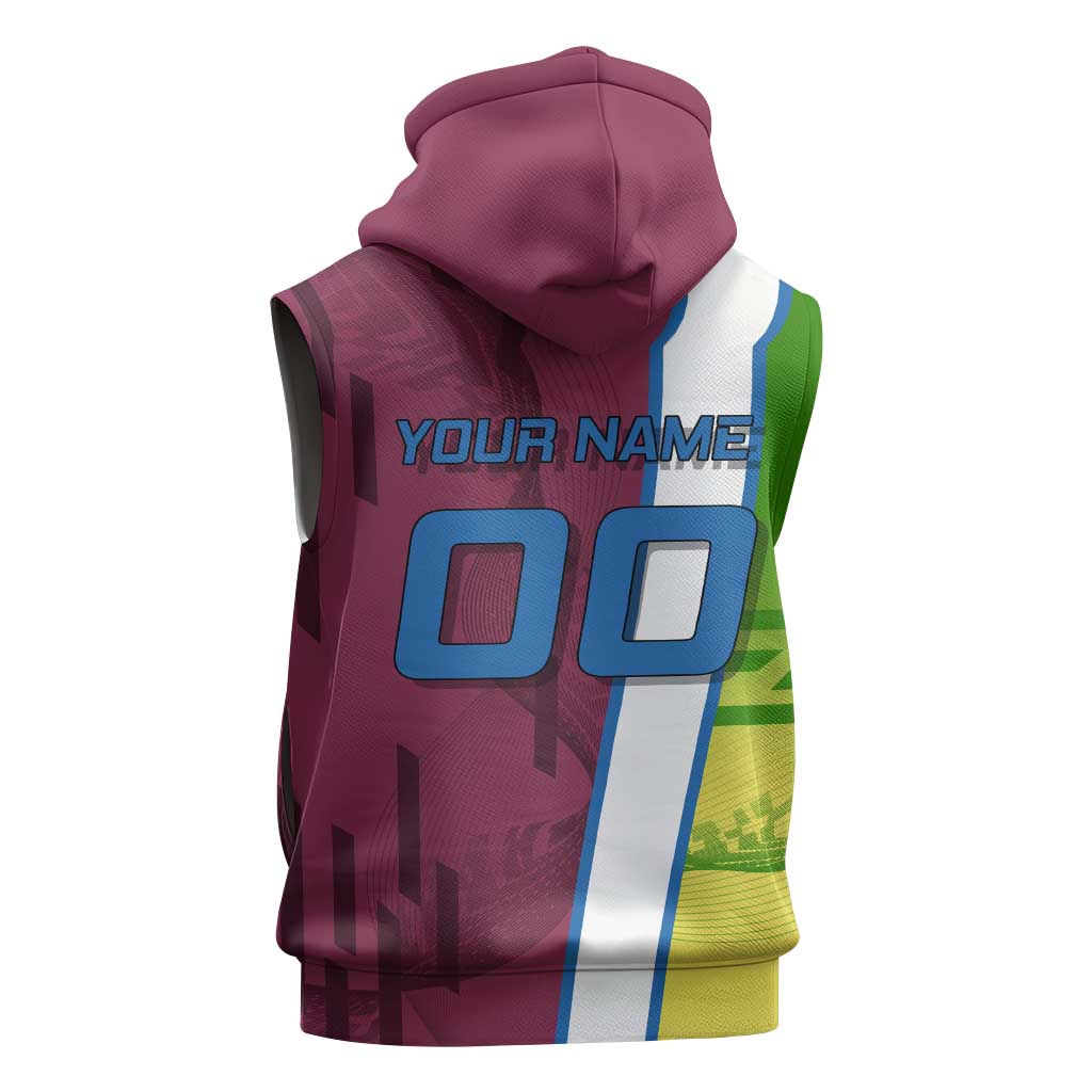 Personalized Giyuu Tomioka Demon Slayer Badminton Theme Sleeveless Zip Hoodie with Racket Action Pose and Tricolor Graphic Design - The Mazicc