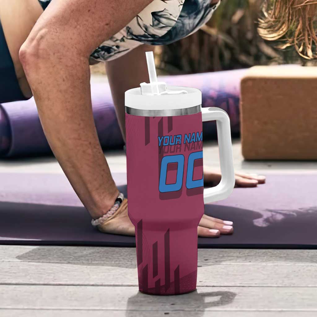 Personalized Giyuu Tomioka Demon Slayer Badminton Theme Tumbler With Handle with Racket Action Pose and Tricolor Graphic Design - The Mazicc