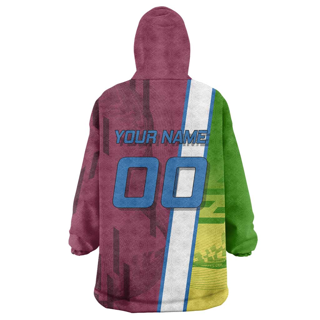 Personalized Giyuu Tomioka Demon Slayer Badminton Theme Wearable Blanket Hoodie with Racket Action Pose and Tricolor Graphic Design - The Mazicc