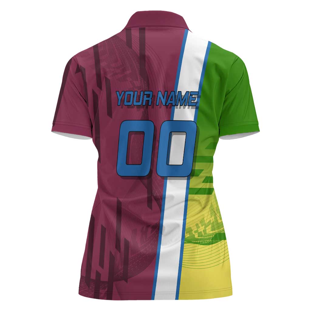 Personalized Giyuu Tomioka Demon Slayer Badminton Theme Women Polo Shirt with Racket Action Pose and Tricolor Graphic Design - The Mazicc