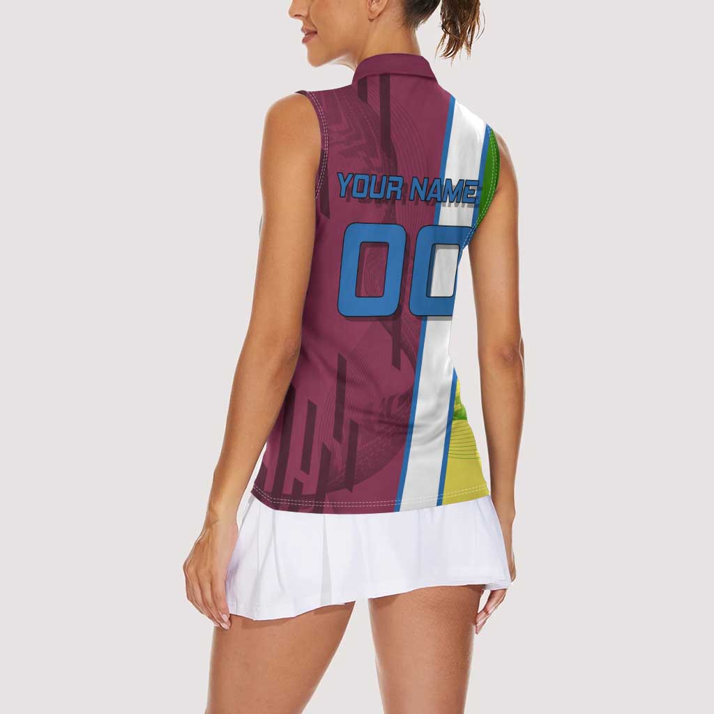 Personalized Giyuu Tomioka Demon Slayer Badminton Theme Women Sleeveless Polo Shirt with Racket Action Pose and Tricolor Graphic Design - The Mazicc