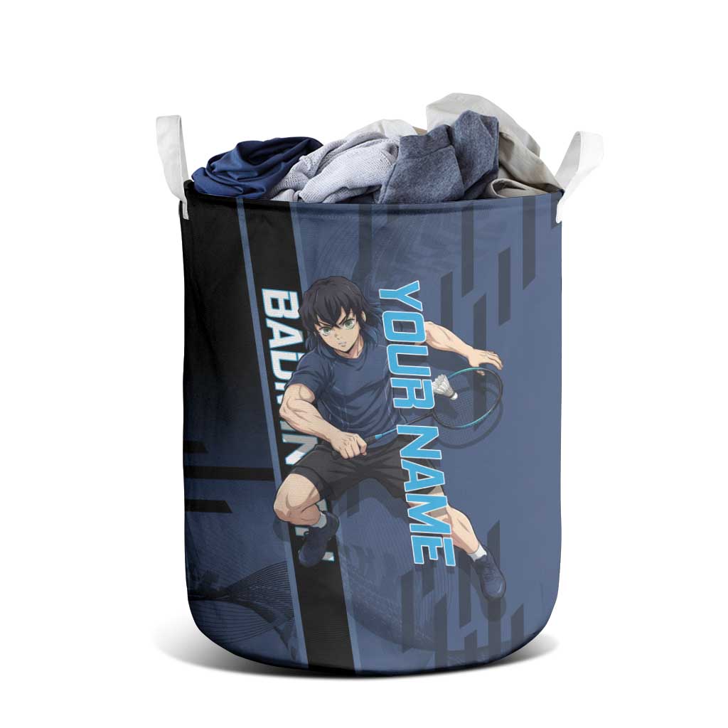 Personalized Inosuke Blue Lock Laundry Basket Crossover Badminton Design with Action Pose - The Mazicc