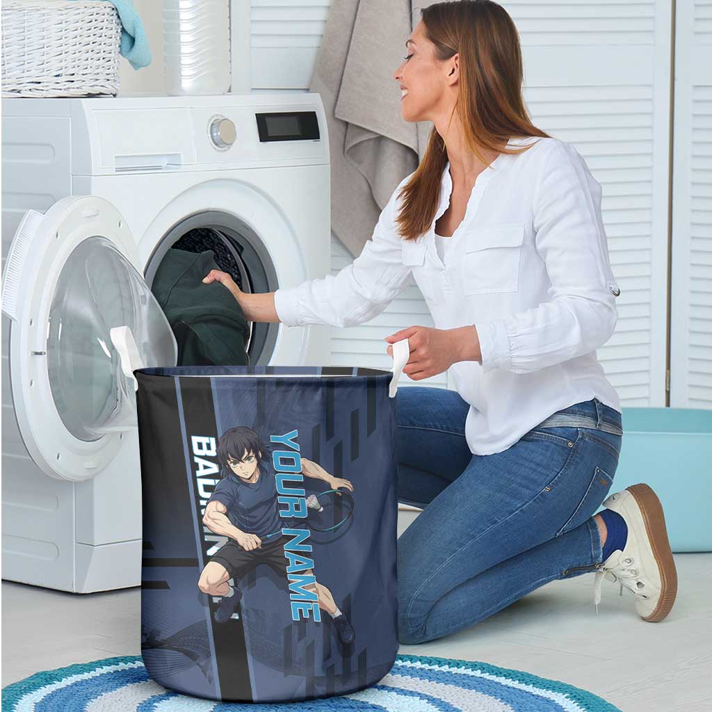 Personalized Inosuke Blue Lock Laundry Basket Crossover Badminton Design with Action Pose - The Mazicc