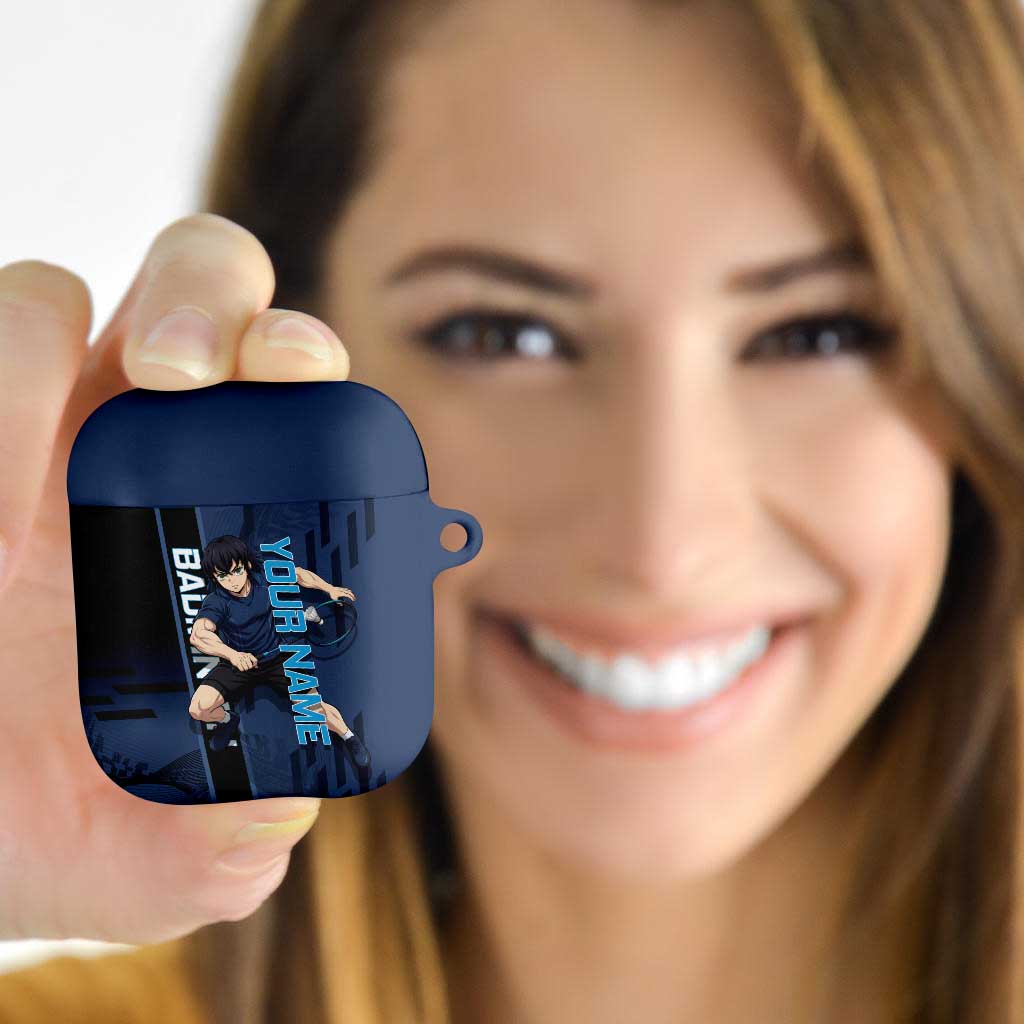 Personalized Inosuke Blue Lock AirPods Case Crossover Badminton Design with Action Pose - The Mazicc