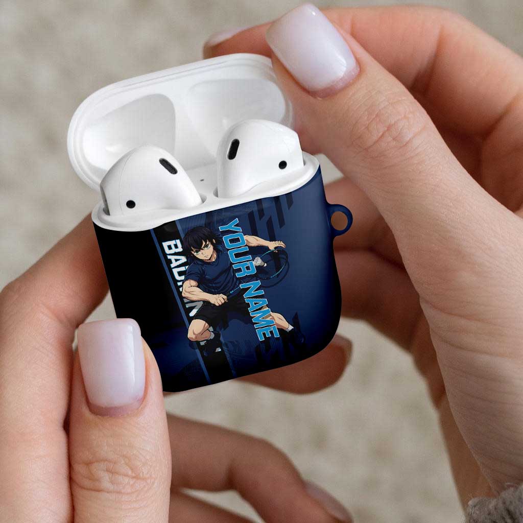 Personalized Inosuke Blue Lock AirPods Case Crossover Badminton Design with Action Pose - The Mazicc