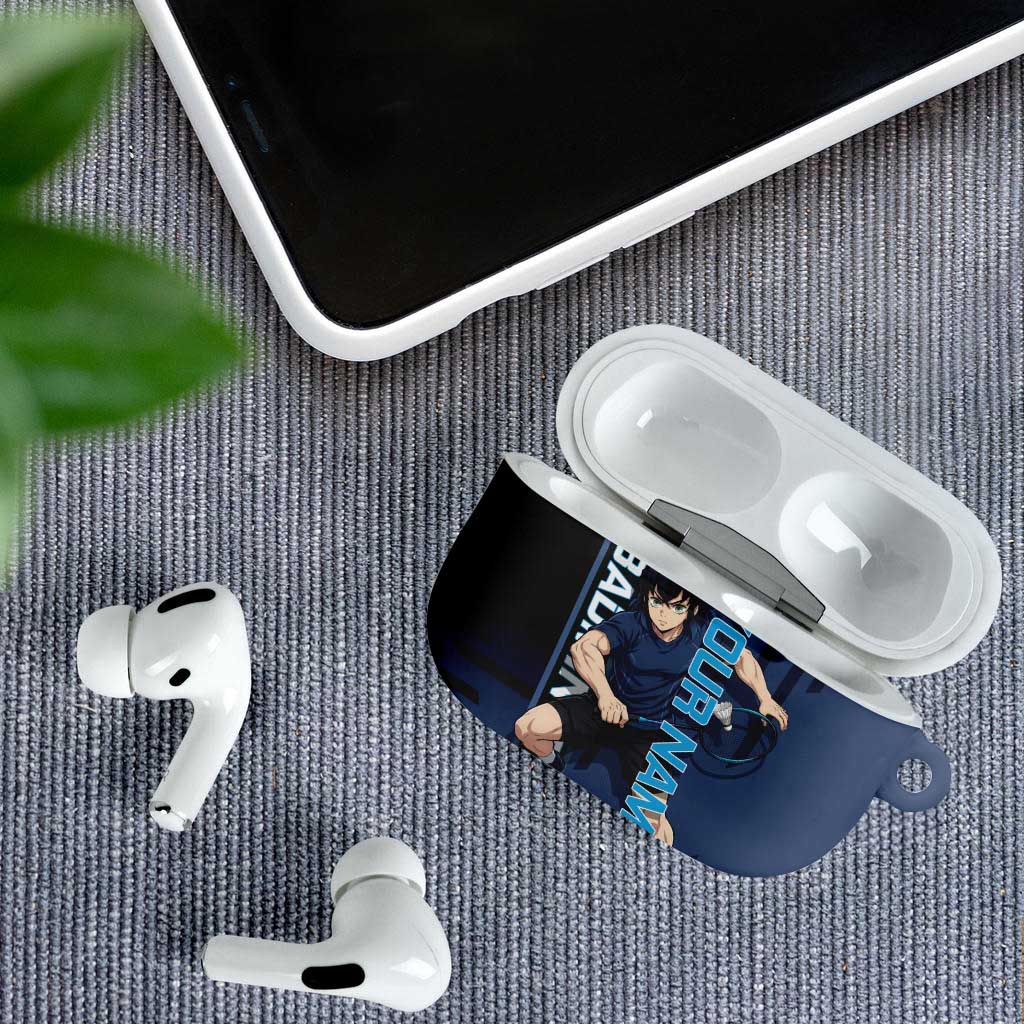 Personalized Inosuke Blue Lock AirPods Case Crossover Badminton Design with Action Pose - The Mazicc