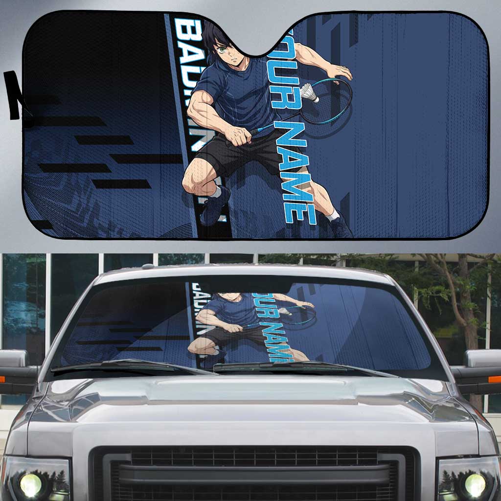 Personalized Inosuke Blue Lock Auto Sun Shade Crossover Badminton Design with Action Pose - The Mazicc