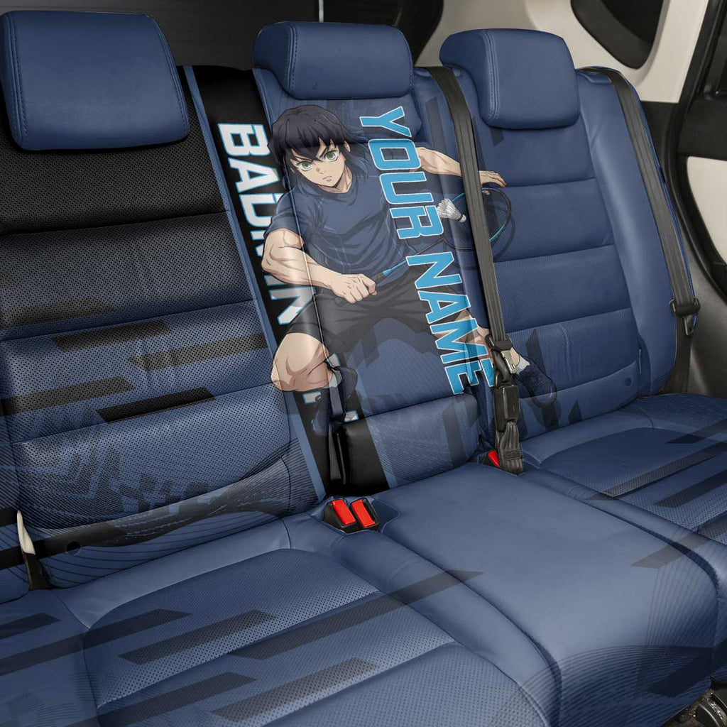 Personalized Inosuke Blue Lock Back Car Seat Cover Crossover Badminton Design with Action Pose - The Mazicc