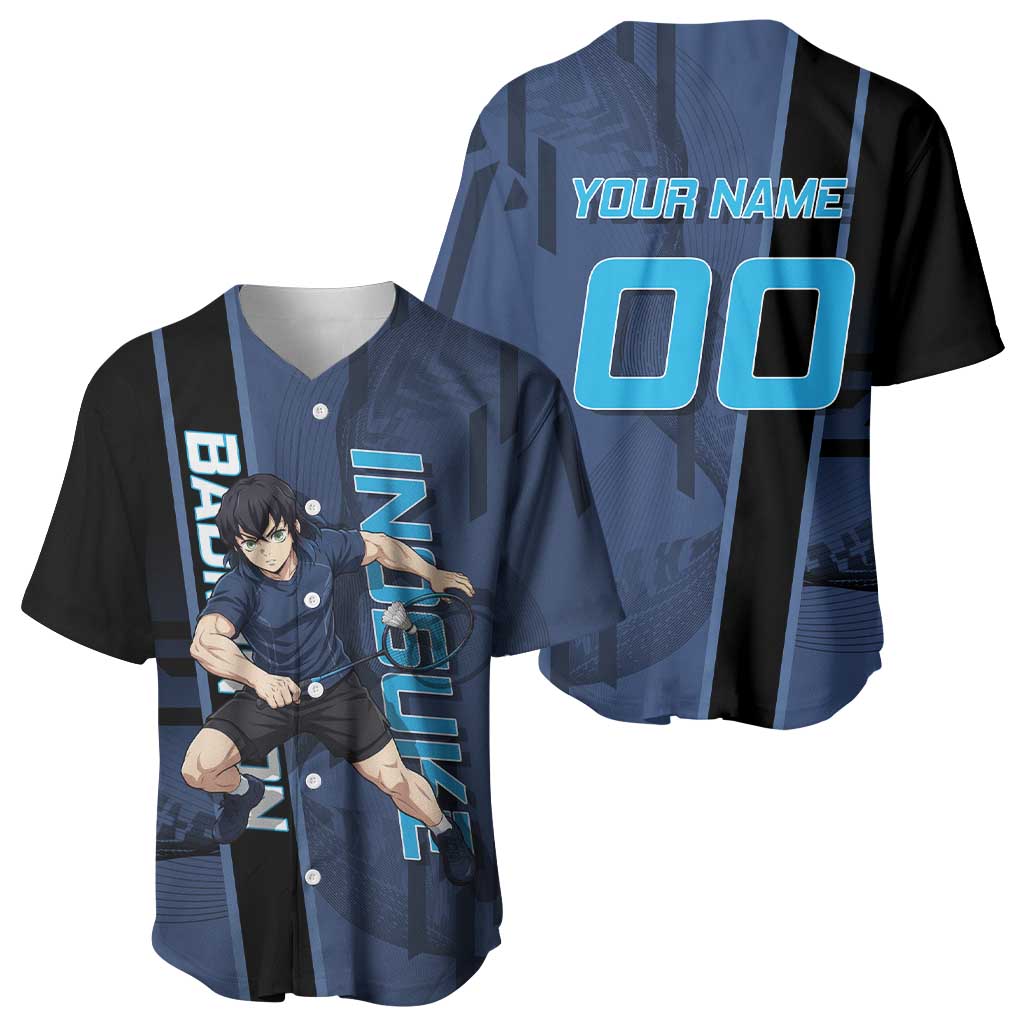 Personalized Inosuke Blue Lock Baseball Jersey Crossover Badminton Design with Action Pose - The Mazicc
