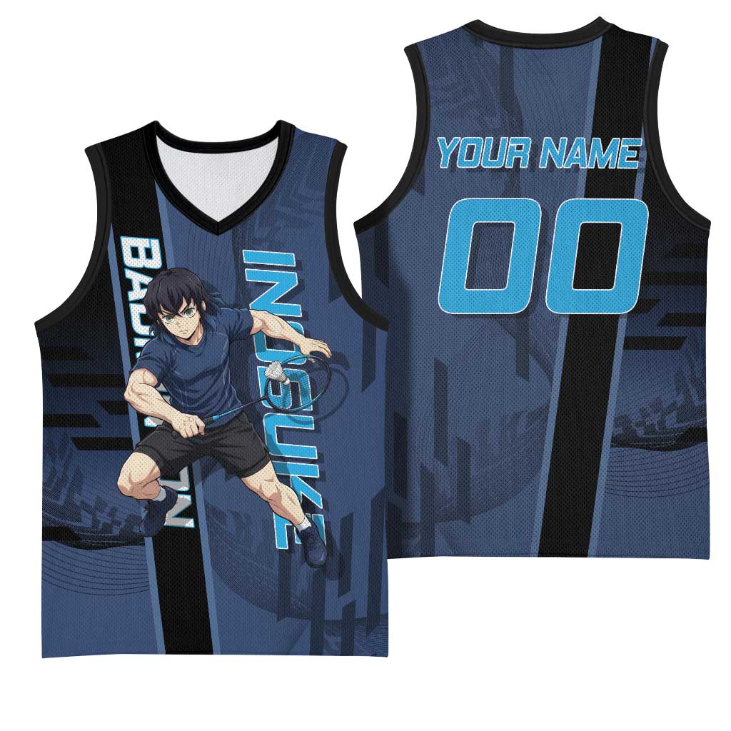 Personalized Inosuke Blue Lock Basketball Jersey Crossover Badminton Design with Action Pose - The Mazicc