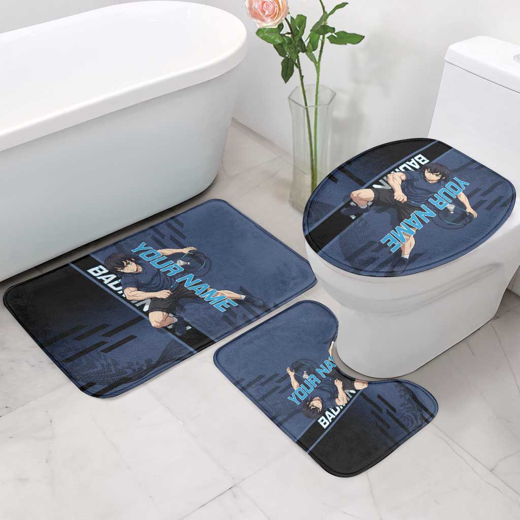 Personalized Inosuke Blue Lock Bathroom Set Crossover Badminton Design with Action Pose - The Mazicc