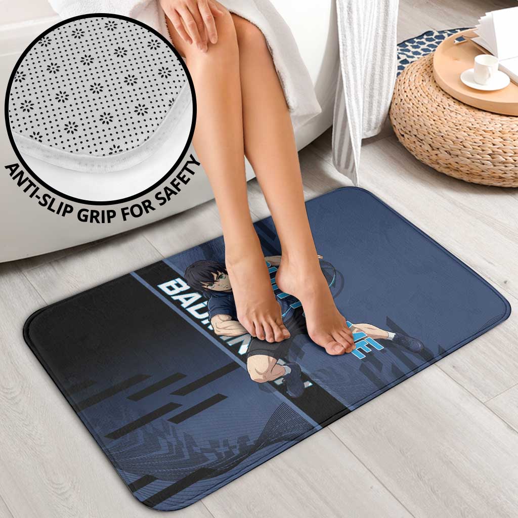 Personalized Inosuke Blue Lock Bathroom Set Crossover Badminton Design with Action Pose - The Mazicc