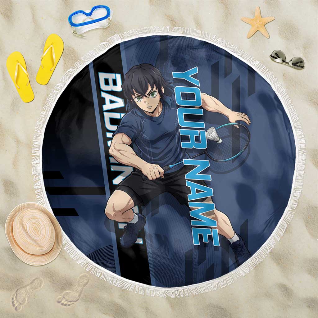 Personalized Inosuke Blue Lock Beach Blanket Crossover Badminton Design with Action Pose - The Mazicc