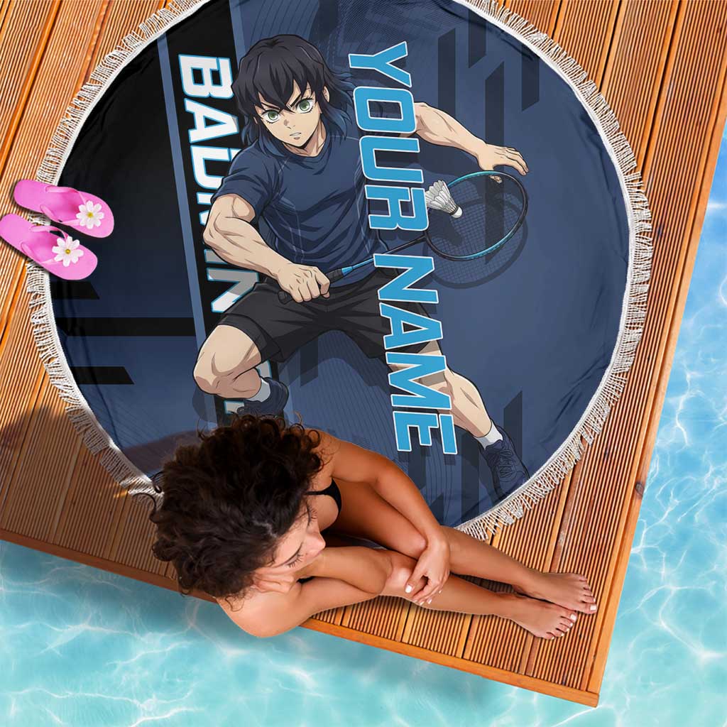 Personalized Inosuke Blue Lock Beach Blanket Crossover Badminton Design with Action Pose - The Mazicc
