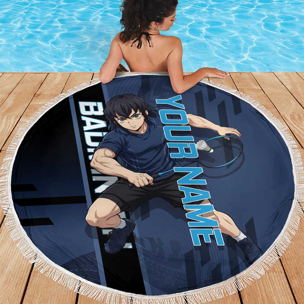 Personalized Inosuke Blue Lock Beach Blanket Crossover Badminton Design with Action Pose - The Mazicc
